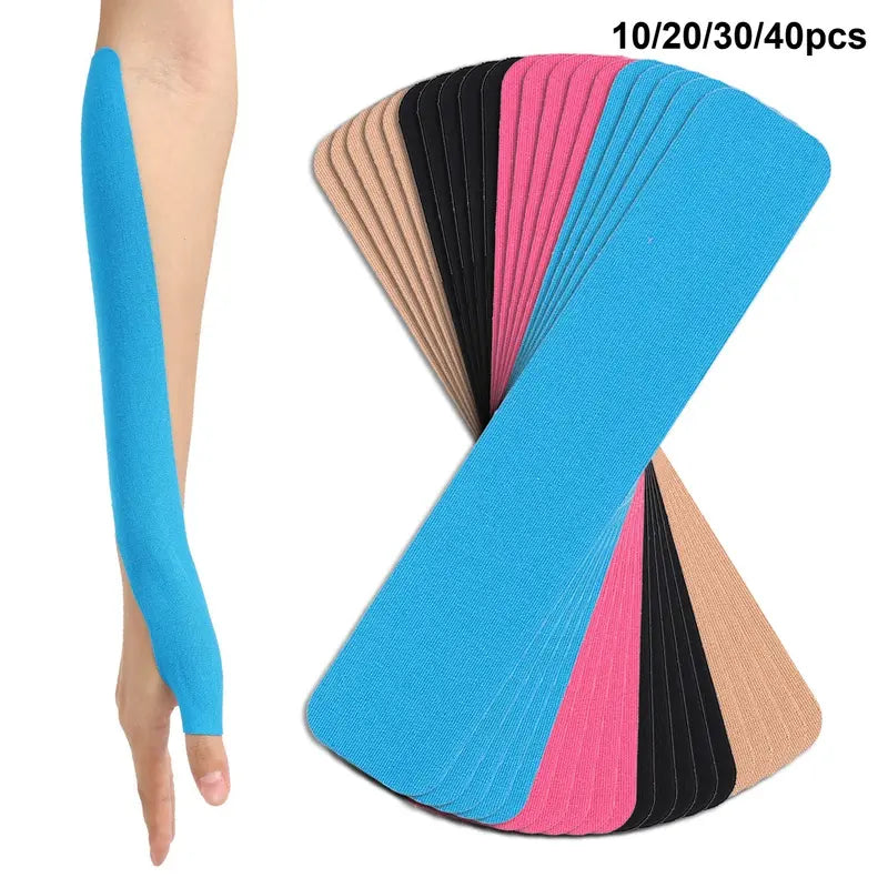 Pre-Cut Professional Sports Kinesiology Tape, Athletic Tape, Breathable Elastic Waterproof Muscle Support Straps, Flexible Durable