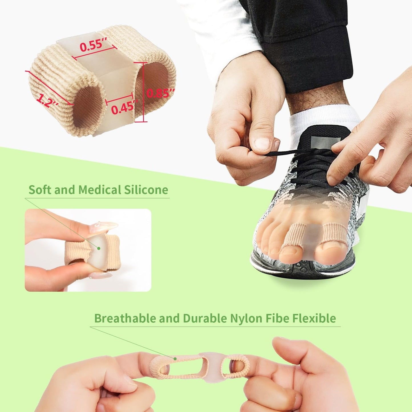Universal Gel Bunion Toe Separators - Relieve Foot Pain, Overlapping Toes