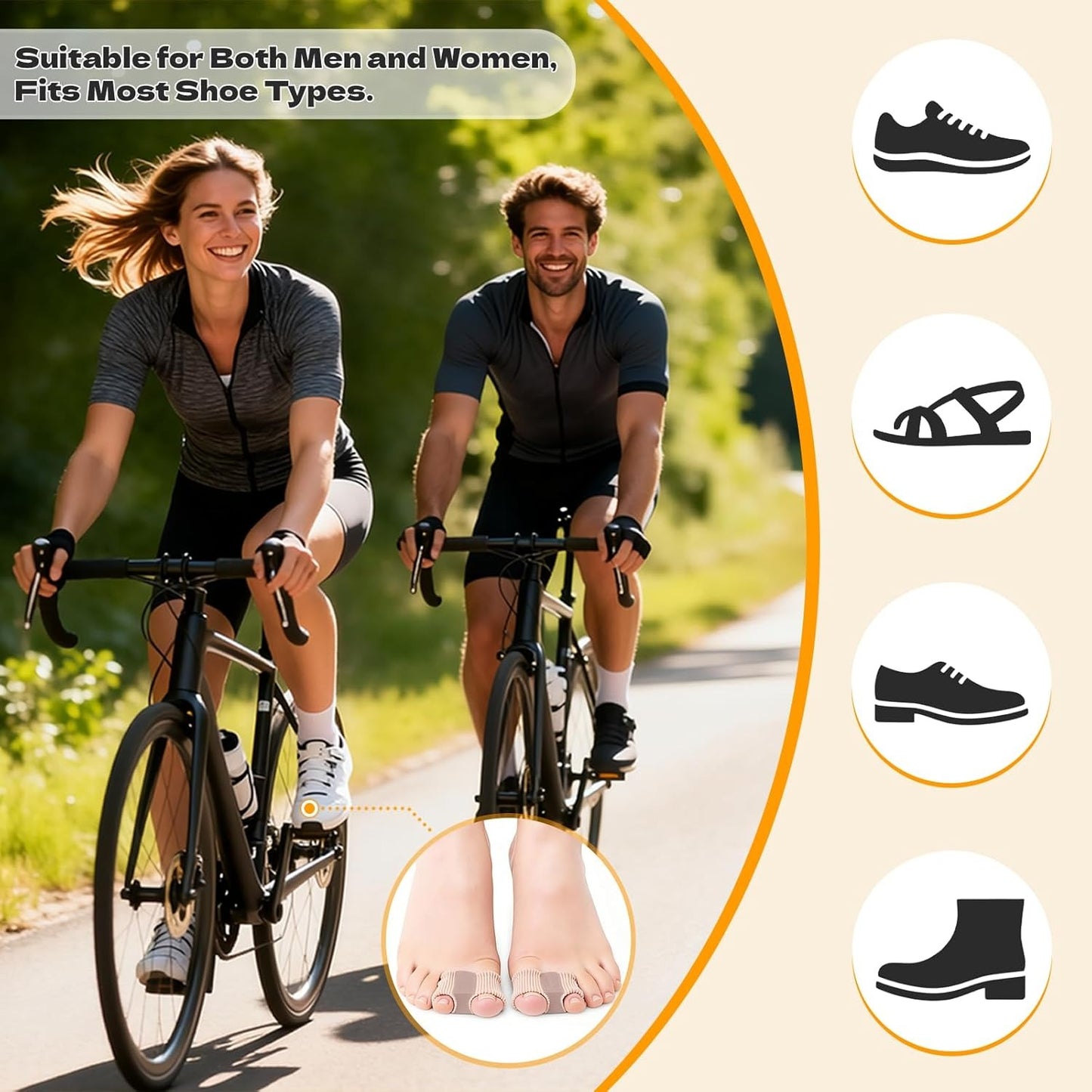 Universal Gel Bunion Toe Separators - Relieve Foot Pain, Overlapping Toes