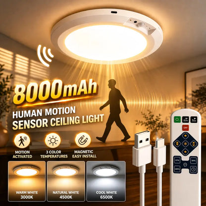 Never Walk Into a Dark Room Again Powerful 8000mAh Motion Sensor Ceiling Light