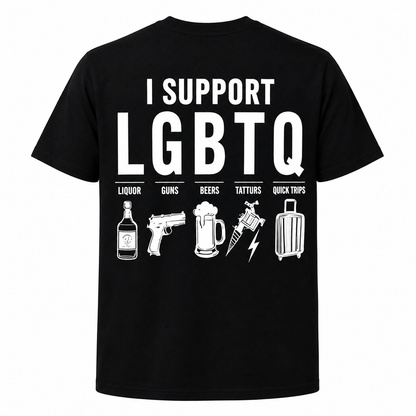 I SUPPORT LGBTQ Funny Graphic T-Shirt – 100% Cotton Crew Neck Casual Tee