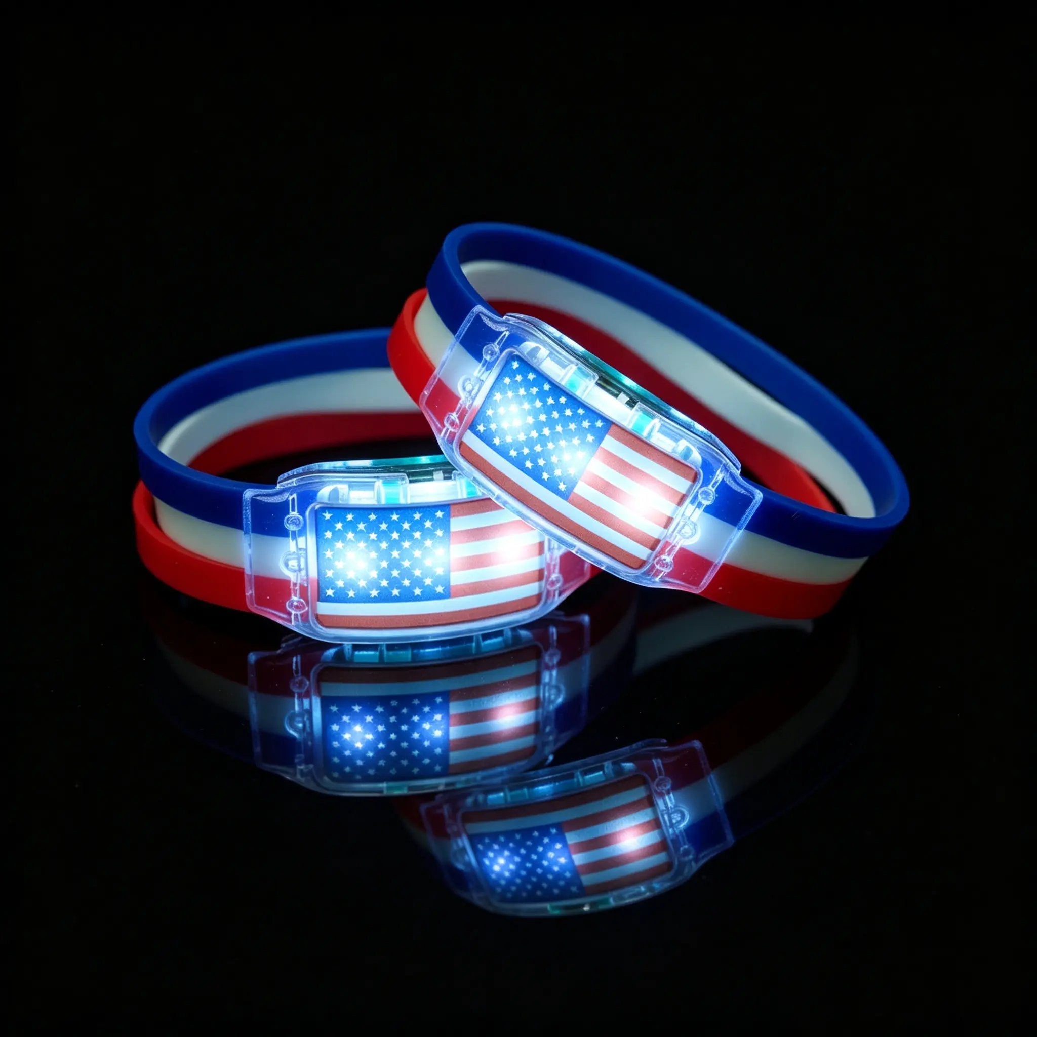 ⚽✨2PCS LED Light Up National Flag Wristbands