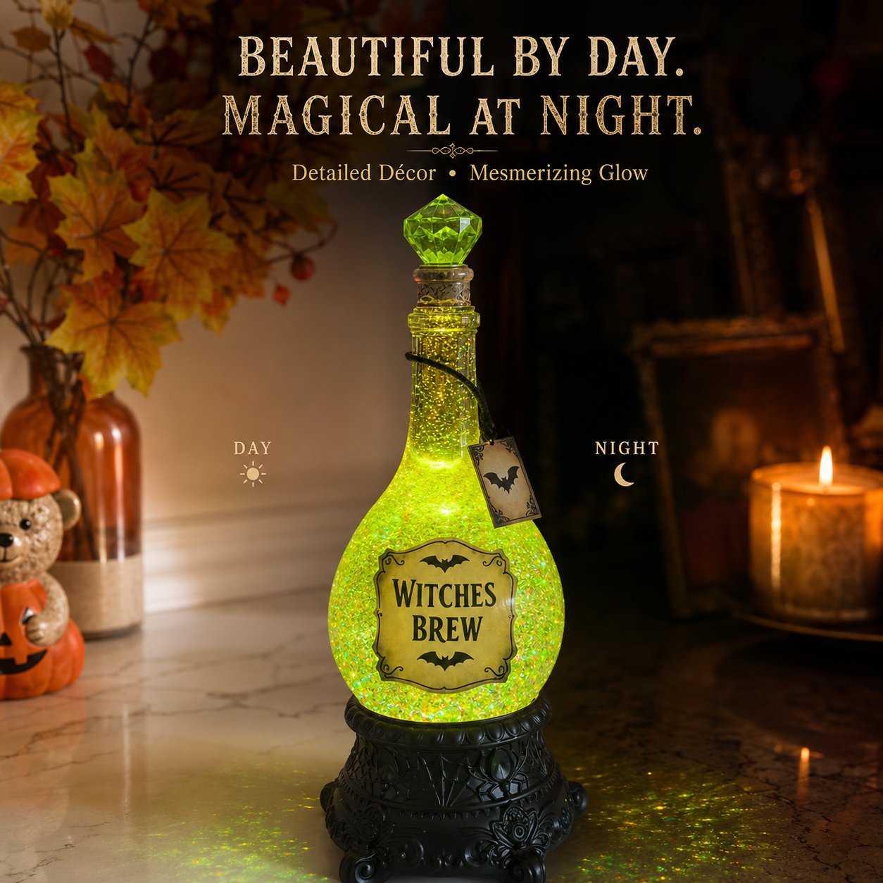🔥Last Day 49% OFF 🧙✨Lighted Witches’ Brew Poison Bottle Glitter Globe