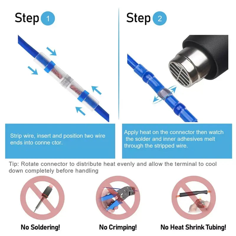 Heat Shrink Butt Crimp Terminal Kit, Car Accessories, Car Stuff, Waterproof Solder Seal Electrical Connector for Summer