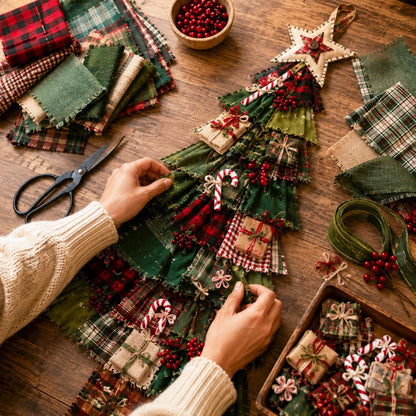 DIY Oversized Patchwork Christmas Tree Door Hanging Kit – Beginner-Friendly, All Tools & Guide Included