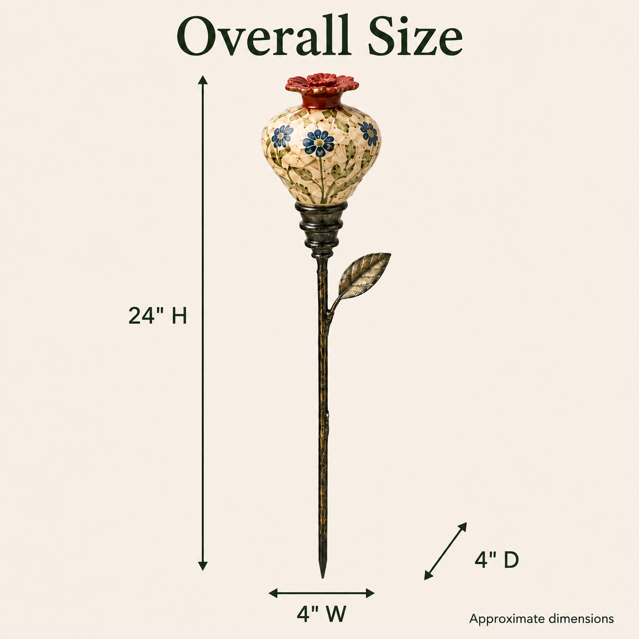 Vintage Ceramic Hummingbird Feeder Garden Stake – Decorative Outdoor Bird Feeder