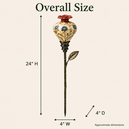 Vintage Ceramic Hummingbird Feeder Garden Stake – Decorative Outdoor Bird Feeder