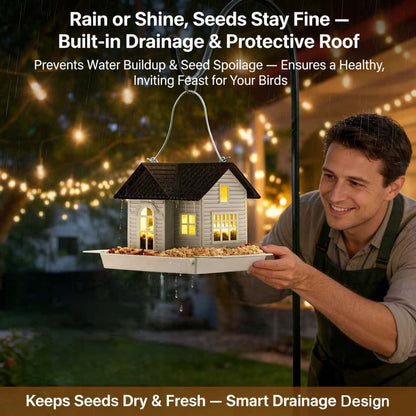 🔥Solar‐Powered Hanging Bird Feeder with Glow – Sturdy Metal Hopper Design🌙🐦