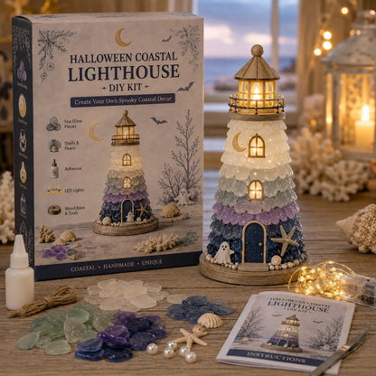 DIY Sea Glass Lighthouse Kit – LED Coastal Craft Decoration