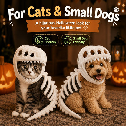 Glow-in-the-Dark Dinosaur Skeleton Pet Costume for Cats & Small Dogs