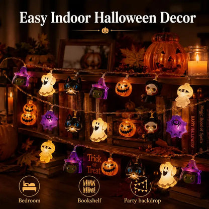 Halloween Character LED String Lights – Pumpkin, Ghost & Witch Decor