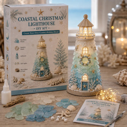 DIY Sea Glass Lighthouse Kit – LED Coastal Craft Decoration