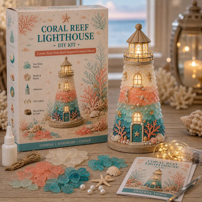 DIY Sea Glass Lighthouse Kit – LED Coastal Craft Decoration