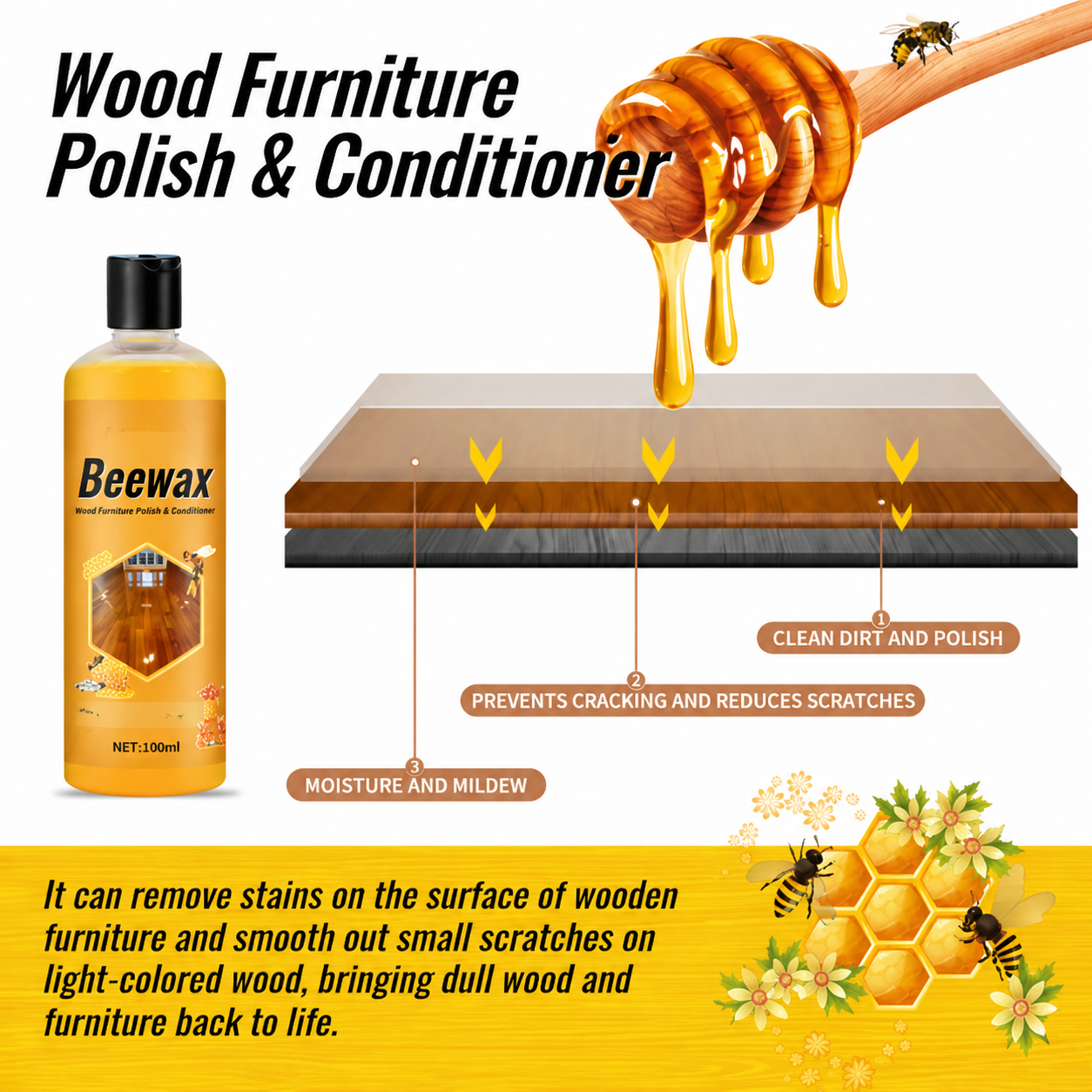 🔥Last Day 70% OFF🐝 Beeswax Wood Polish & Conditioner