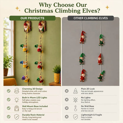 Christmas Gnome String Lights – Climbing Gnome Wall Hanging LED Decor