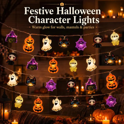 Halloween Character LED String Lights – Pumpkin, Ghost & Witch Decor
