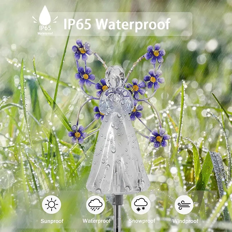 Heavenly Solar Angel Lights | Soft Glow to Honor Memories & Beautify Your Garden | 7-LED Lamp for Cemetery Decoration