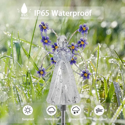 Heavenly Solar Angel Lights | Soft Glow to Honor Memories & Beautify Your Garden | 7-LED Lamp for Cemetery Decoration