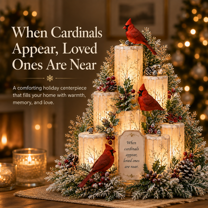 ❤️Cardinal Remembrance Lighted Centerpiece | Memorial Gift🎅