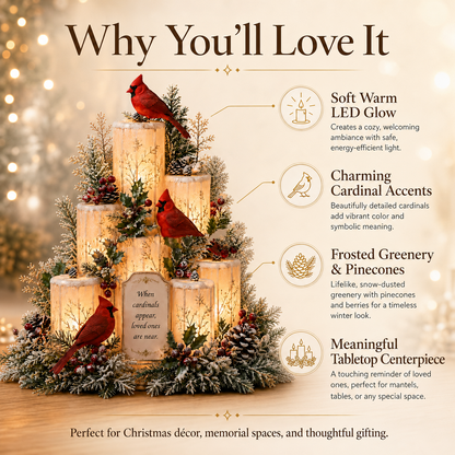 ❤️Cardinal Remembrance Lighted Centerpiece | Memorial Gift🎅