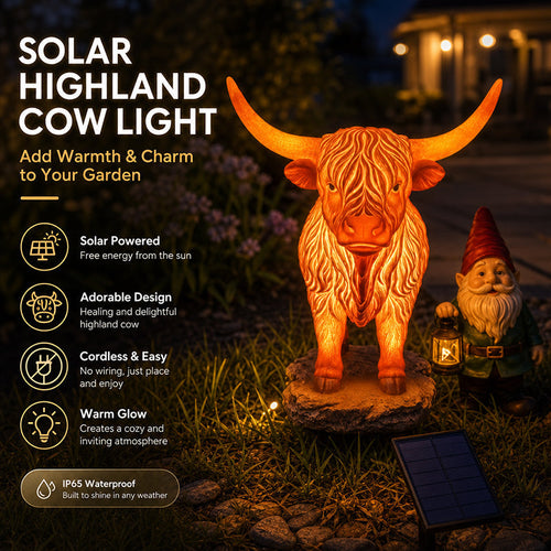 💡🐮Limited-time 49% off  Highland Cattle Solar Garden Ornament Light