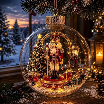 Glowing Christmas Ornament Ball – 8 Festive Scenes with Warm LED Light