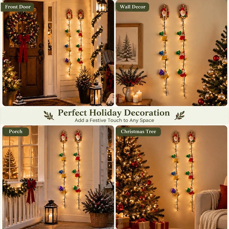 Christmas Gnome String Lights – Climbing Gnome Wall Hanging LED Decor