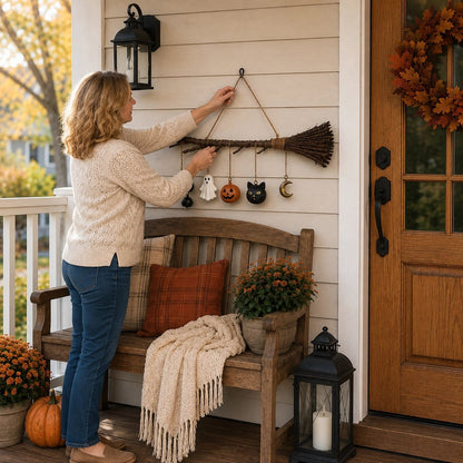 💥🏆Lighted Fall Broom Wall Hanging🍂