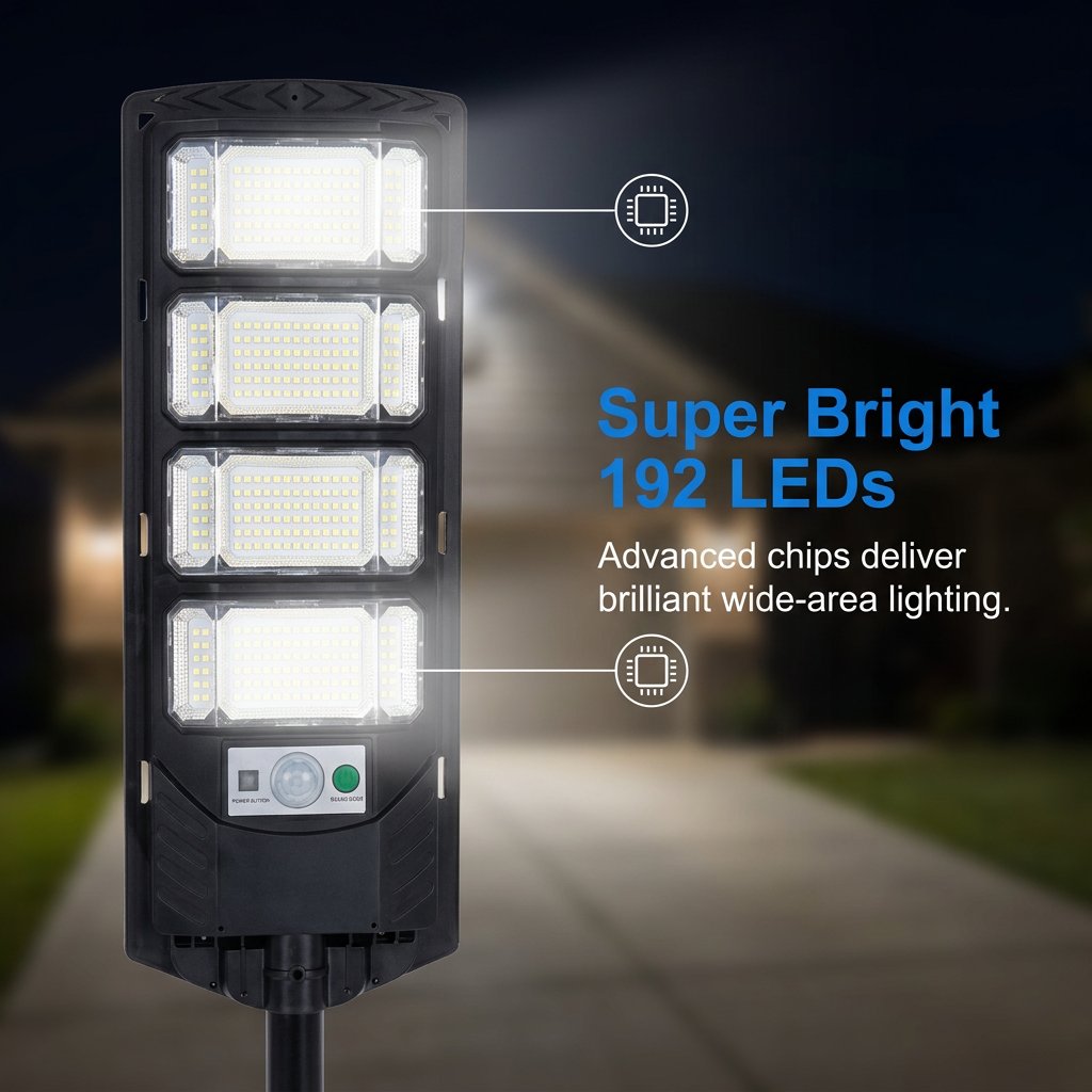 🌞 Solar Powered Backyard Flood Light - 400W 192 LED ⚡ with Motion Sensor & IP65 Waterproof 🛡️