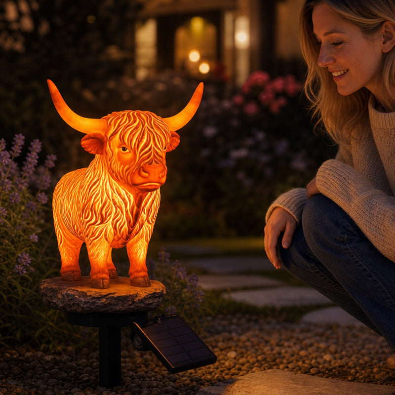 💡🐮Limited-time 49% off  Highland Cattle Solar Garden Ornament Light