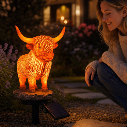 💡🐮Limited-time 49% off  Highland Cattle Solar Garden Ornament Light