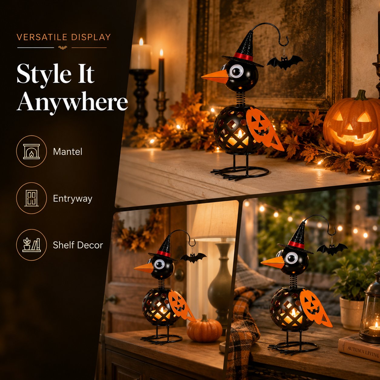 🔥Last Day 50% OFF🔥Wrought Iron Crow and Pumpkin Ornament🐦🎃