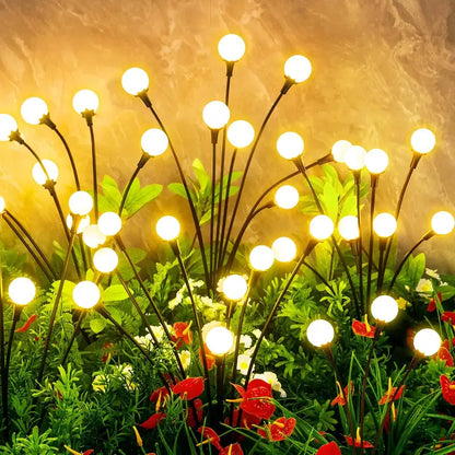 8LED Firefly Solar Garden Ball Lights | Warm Outdoor Landscape & Holiday Decor