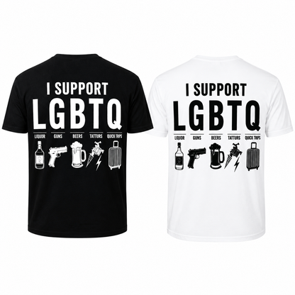 I SUPPORT LGBTQ Funny Graphic T-Shirt – 100% Cotton Crew Neck Casual Tee