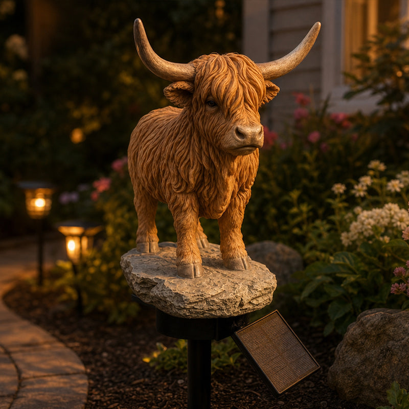 💡🐮Limited-time 49% off  Highland Cattle Solar Garden Ornament Light