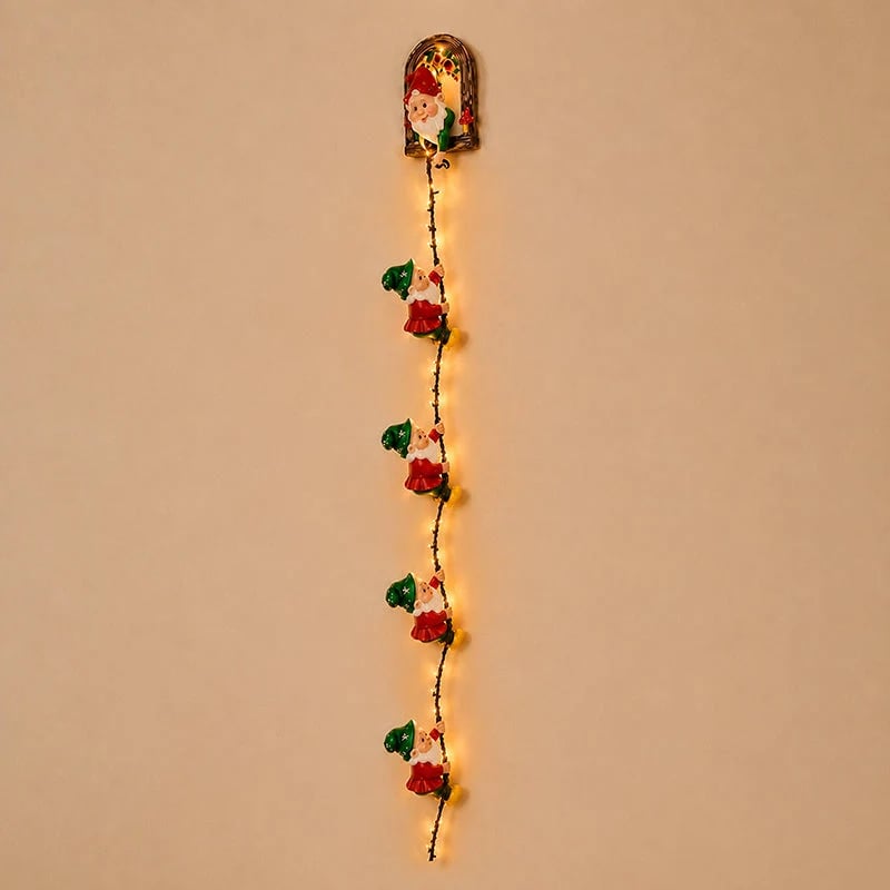 Christmas Gnome String Lights – Climbing Gnome Wall Hanging LED Decor