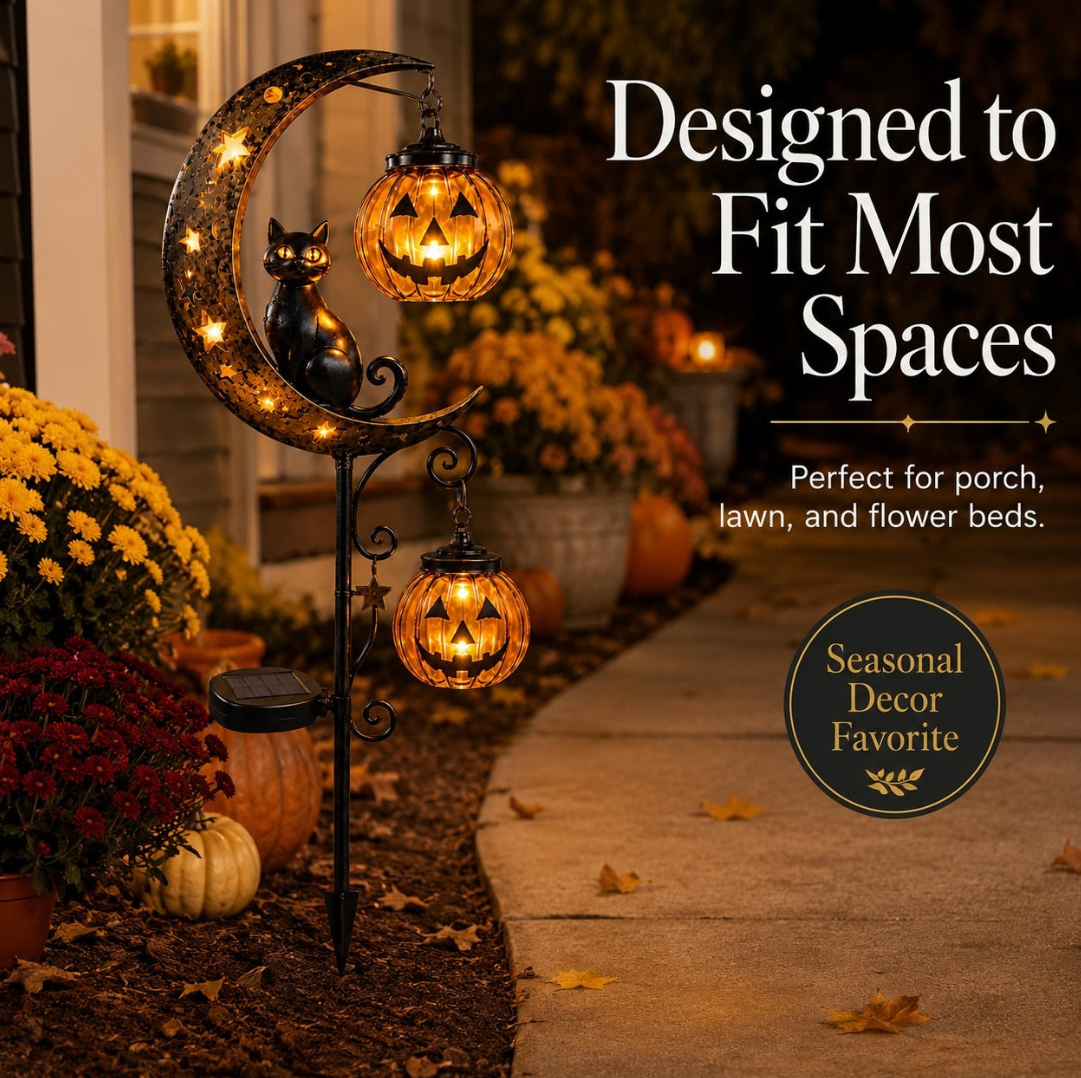 Solar Black Cat Garden Stake Light | IP65 Waterproof Halloween Outdoor Decor
