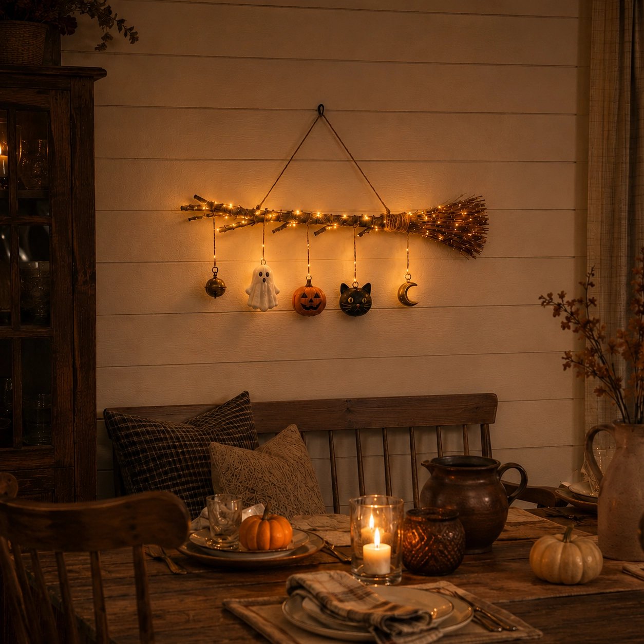 💥🏆Lighted Fall Broom Wall Hanging🍂