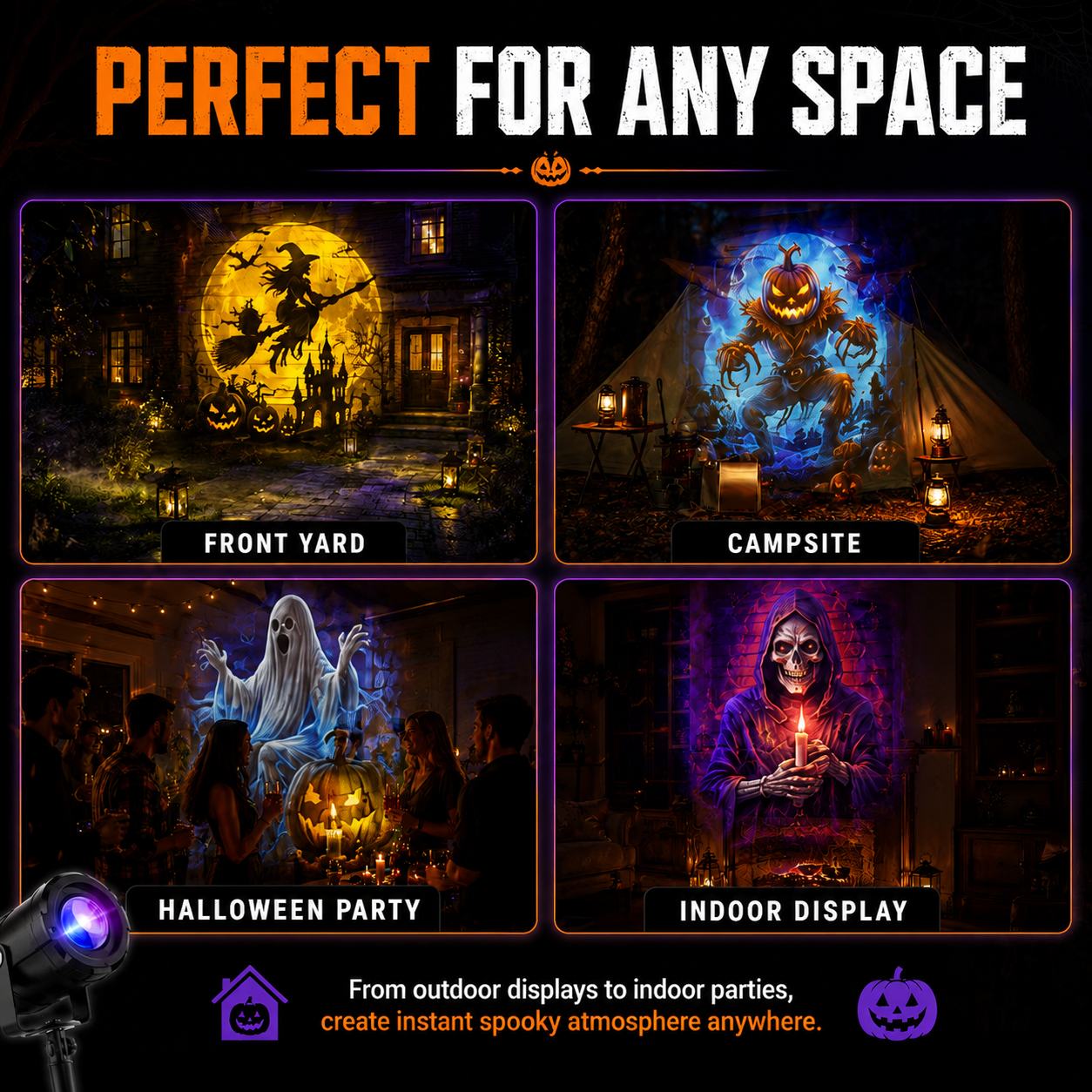 32FT HD Halloween Projector | 10 Projection Patterns Indoor & Outdoor Display