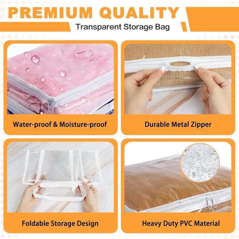 70% OFF📦Large Heavy-Duty Clear Zippered Storage Bags Plastic Sweater Storage Bags with Zipper