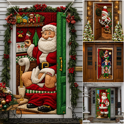 3D Christmas Front Door Cover Decoration – 18 Festive Designs | Santa, Snowman & More