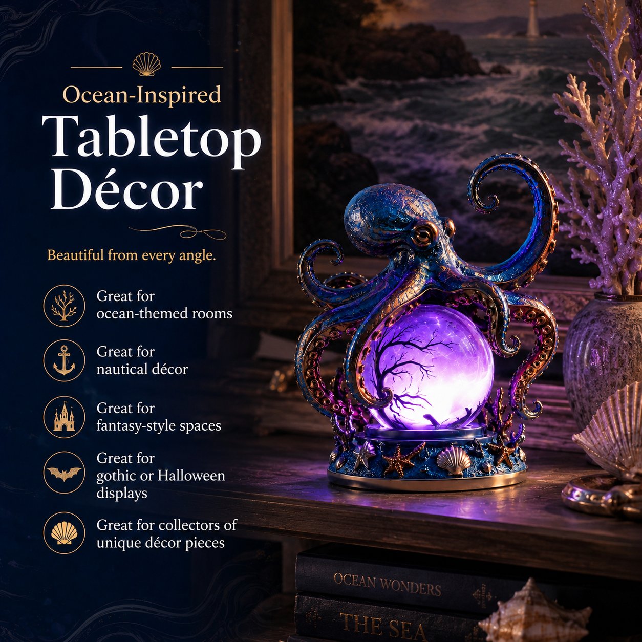 🐙 Deep Sea Octopus Crystal Ball Lamp