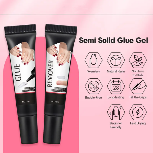 Newly Upgraded 10g Quick-Drying Semi-Solid Nail Glue with 10ml Remover