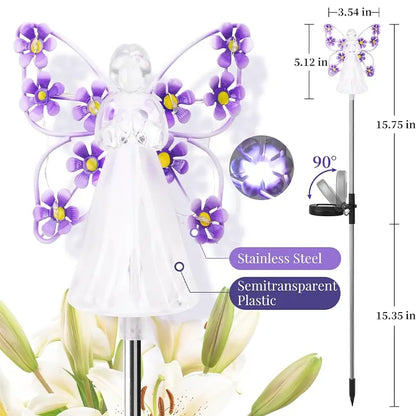 Heavenly Solar Angel Lights | Soft Glow to Honor Memories & Beautify Your Garden | 7-LED Lamp for Cemetery Decoration