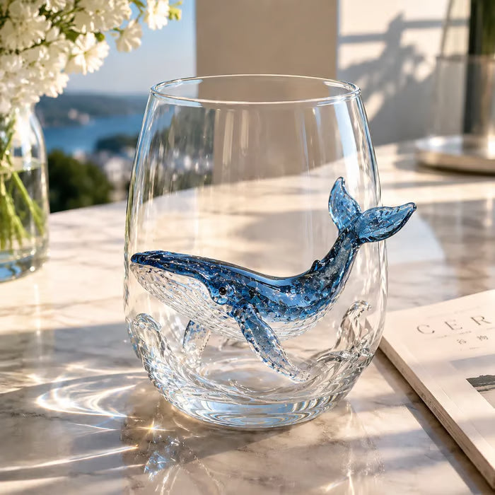 Artisanal 3D Ocean Creature Glass | Blue Ringed Octopus & Sea Life Glassware
