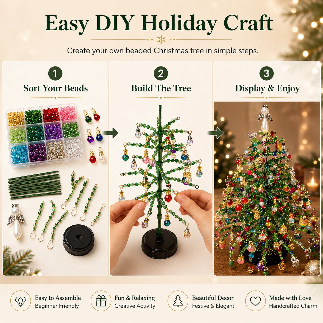 DIY Beaded Christmas Tree Kit – Make Your Own Sparkling Holiday Decoration