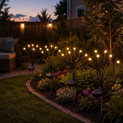 8LED Firefly Solar Garden Ball Lights | Warm Outdoor Landscape & Holiday Decor