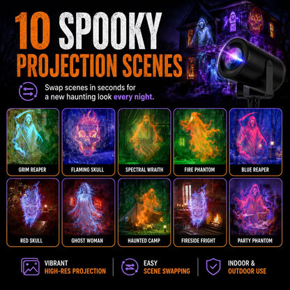 32FT HD Halloween Projector | 10 Projection Patterns Indoor & Outdoor Display