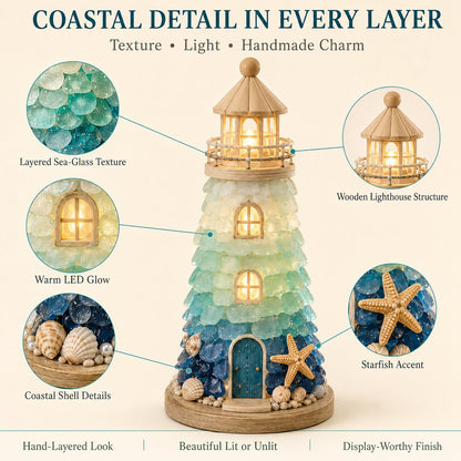 DIY Sea Glass Lighthouse Kit – LED Coastal Craft Decoration