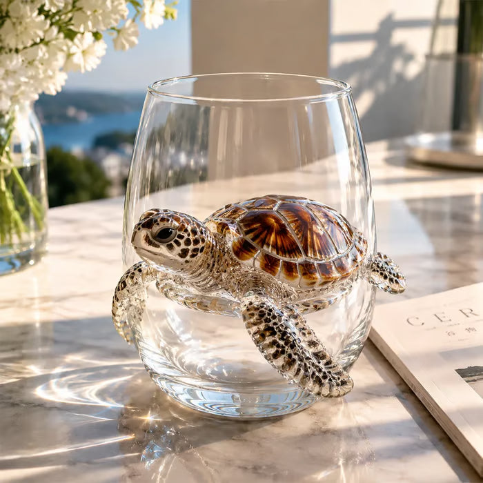 Artisanal 3D Ocean Creature Glass | Blue Ringed Octopus & Sea Life Glassware